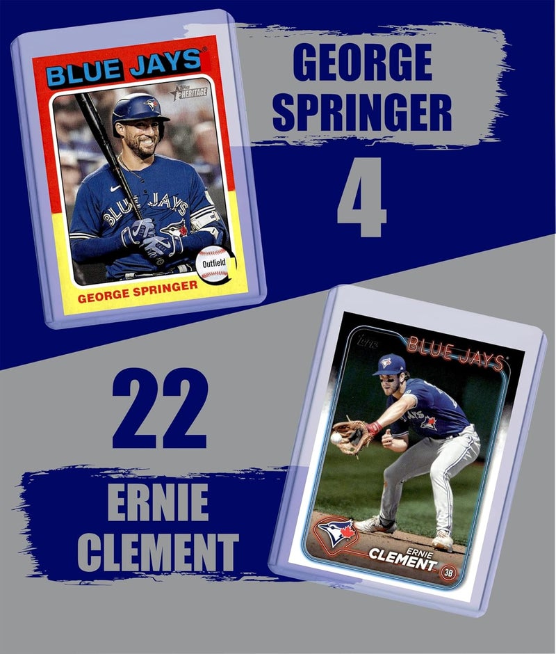 Chaser Toronto Blue Jays Cards: Vladimir Guerrero Jr., Bo Bichette, George Springer, Davis Schneider, Ernie Clement, Daulton Varsho ASSORTED Baseball Stars and GOATs Trading Card and Wristbands Gift Pack - Image 3